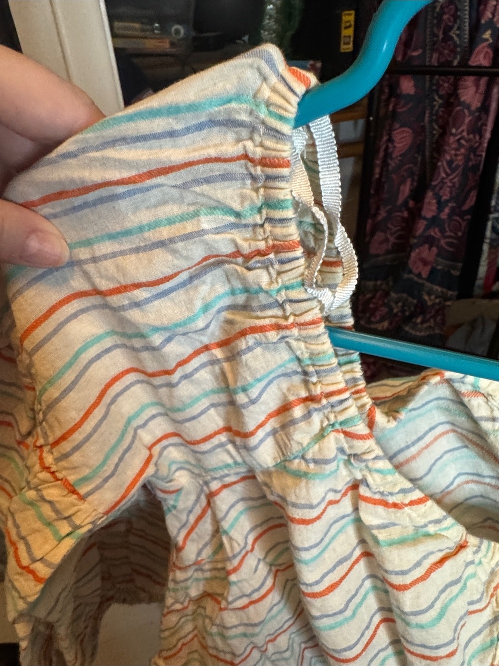 Line & Dot White Cropped Button-Front Top with Multi Stripes - Picture 4 of 8